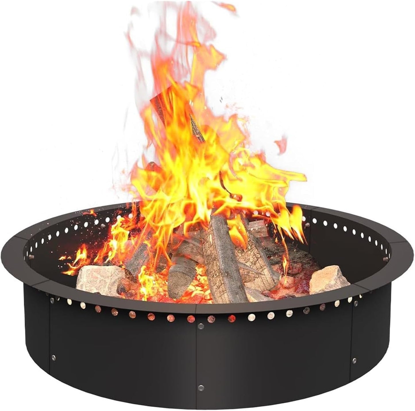 Camping Fire Pit, Heavy-Duty Steel Fire Pit Ring Insert Smokeless Wood Burning Design for Backyard Outdoor Gatherings Portable & Easy Assembly