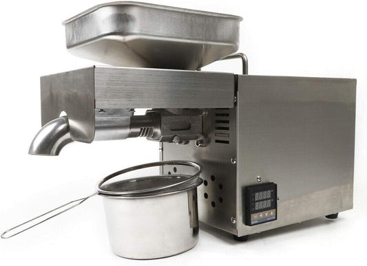Automatic Oil Press Machine, 610W Canola Oil Press Extractor Castor Oil Presser Cold Hot Pressing Machine, Organic Oil Press for Peanut Kernels, Sunflower Seeds, Tea Seeds, Walnut Kernels