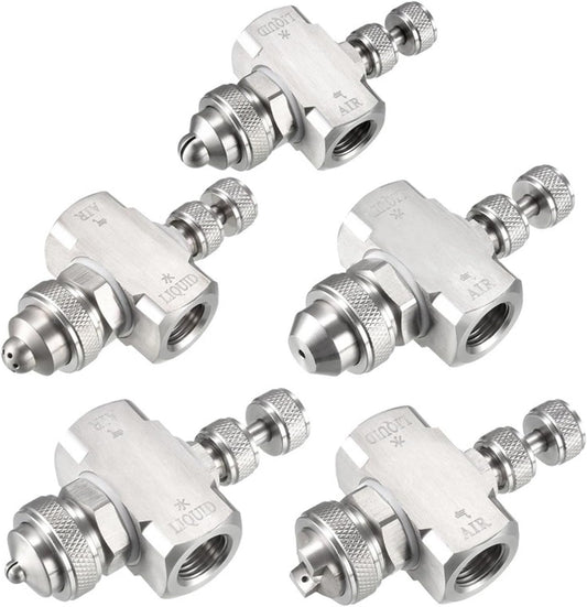 Air Atomizing Nozzle 1pc Low Pressure Misting Nozzle 1\/4 BSPT Flat Fan Solid Cone Wide Angle Spray Tip