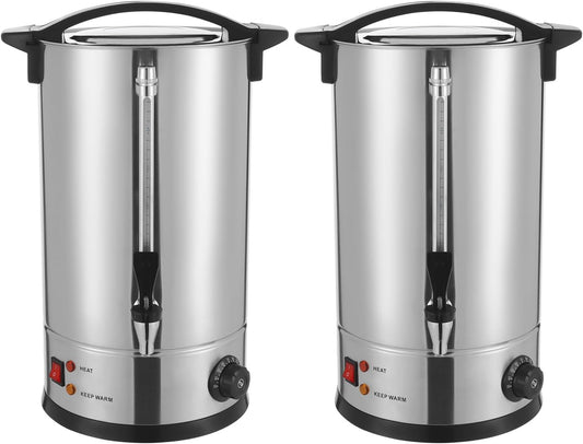 JOMCYDM 2 Pack Commercial Coffee Urn 14L 70Cup Dual Wall Stainless Steel Coffee Maker Electric Coffee Percolator Hot Beverage Dispenser for Fast Brew, Catering, Wedding, Party