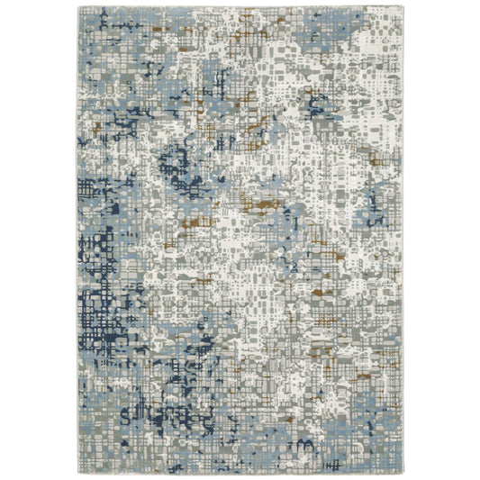Archer Lane Calypso 6 x 9 (ft) Loomed Blue Rectangular Indoor Abstract Bohemian/Eclectic Pet Friendly Area rug