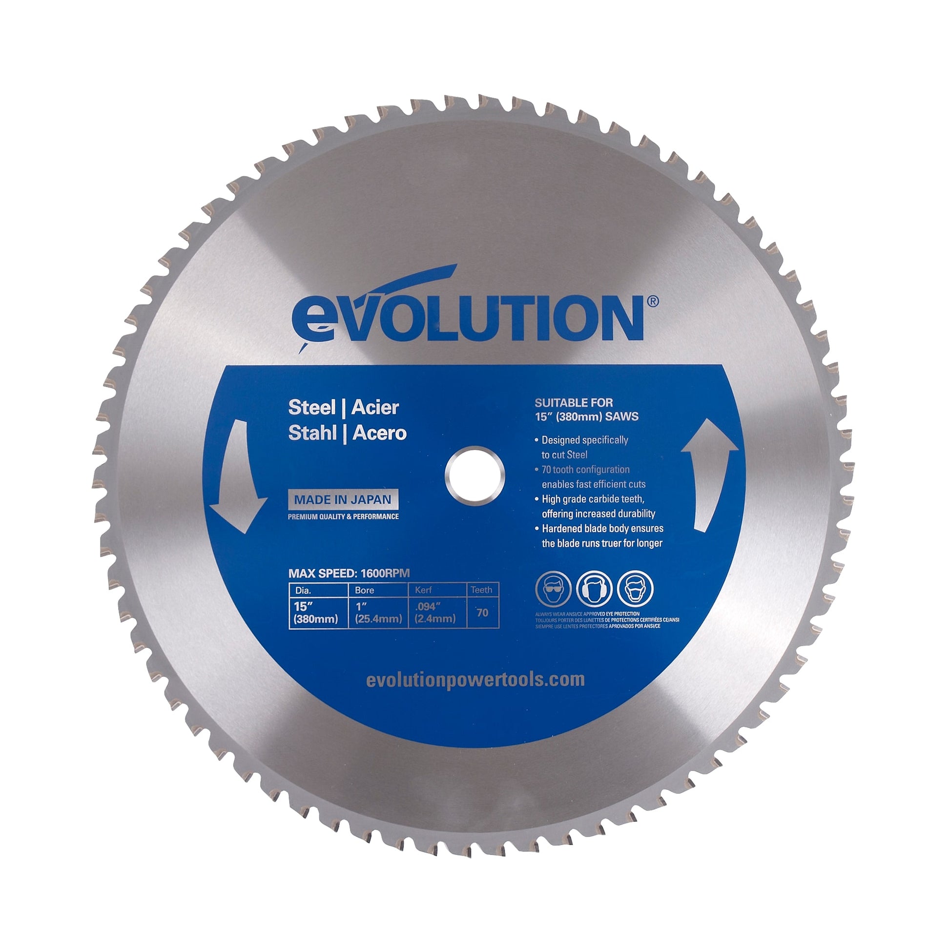 Evolution 15-in 70-Tooth Tungsten Carbide-tipped Steel Chop Saw Blade 15BLADEST