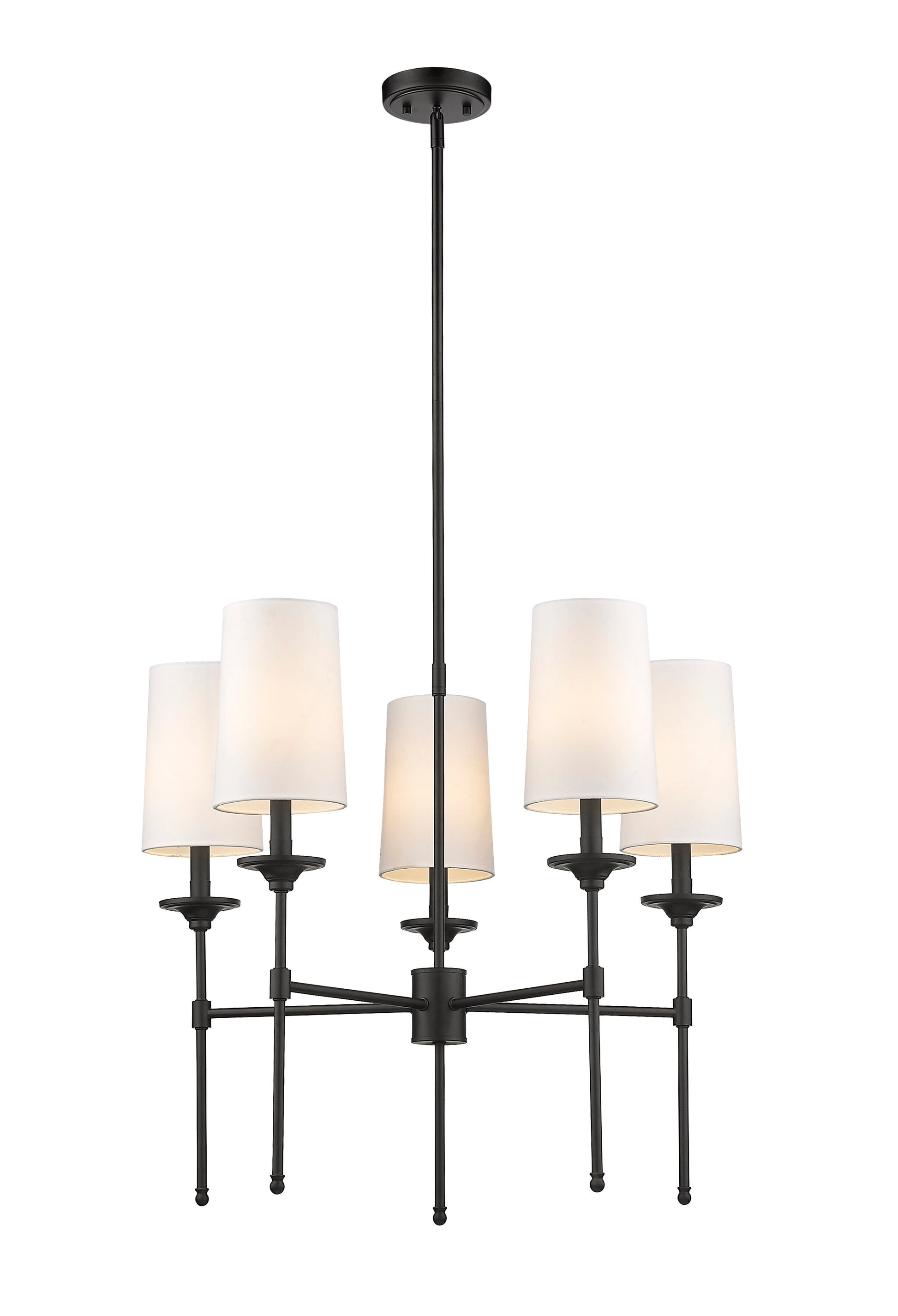 Z-Lite Emily 5 -Light Matte Black Transitional For Use in Bedrooms, Dining Rooms, Foyers, Kitchens, Living Rooms Chandelier