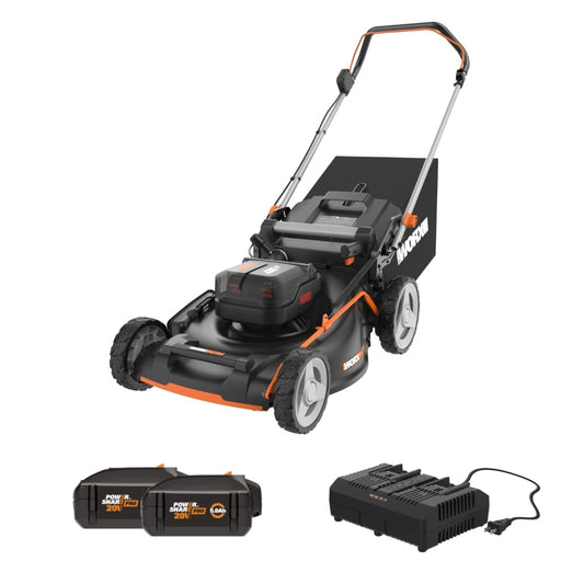 WORX Nitro Power Share 40-volt, 21-in Push Battery Walk Mower with (2 x 20-volt) 5 Ah Batteries