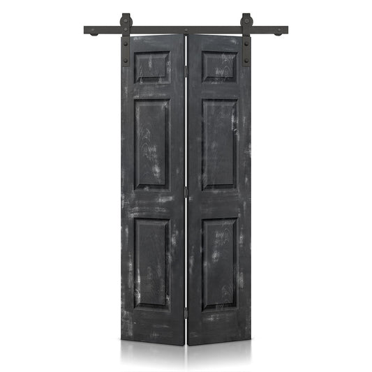 CALHOME 36-in x 80-in Vintage Black MDF Hollow core Single Barn Door (Hardware Included)