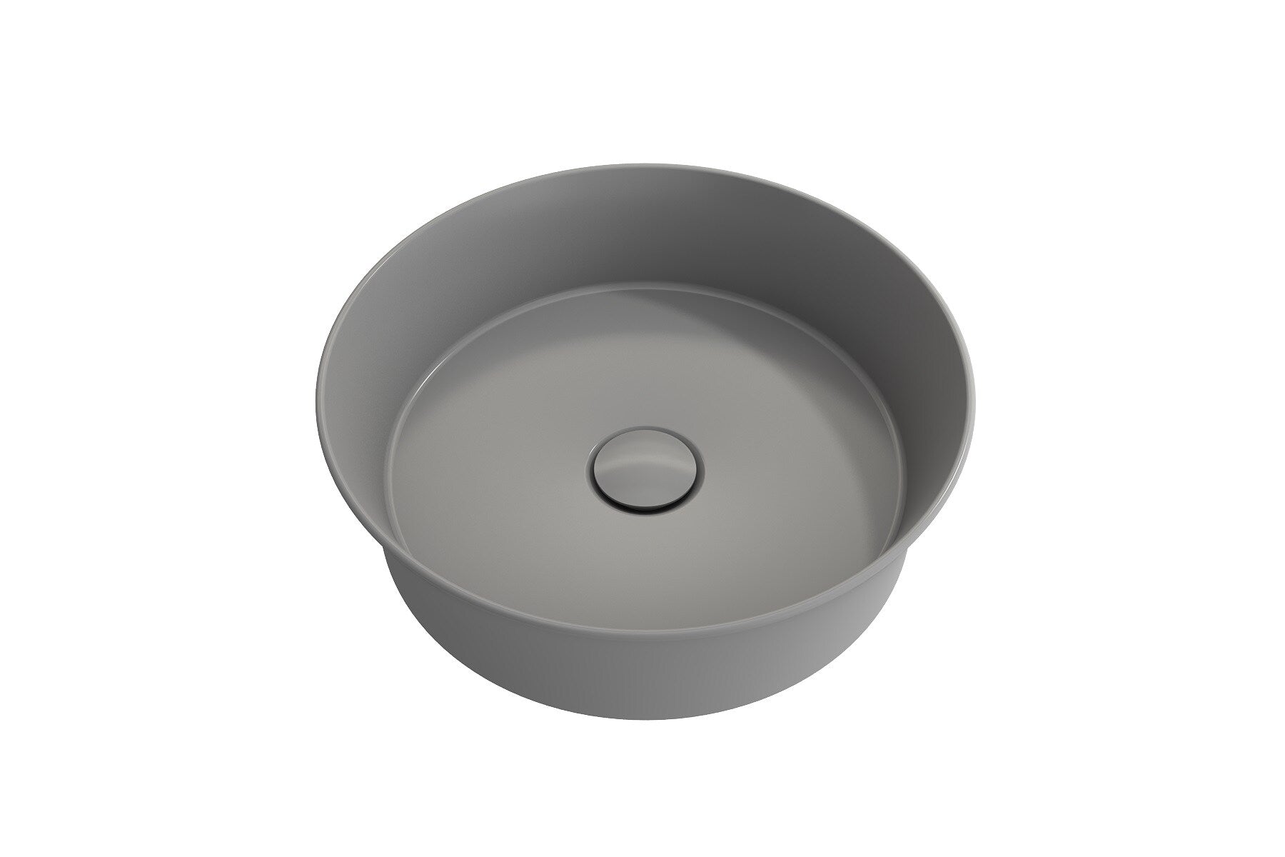 BOCCHI Fire clay Vessel Round Modern Matte Gray Bathroom Sink ( 15-Inches x 15-Inches )