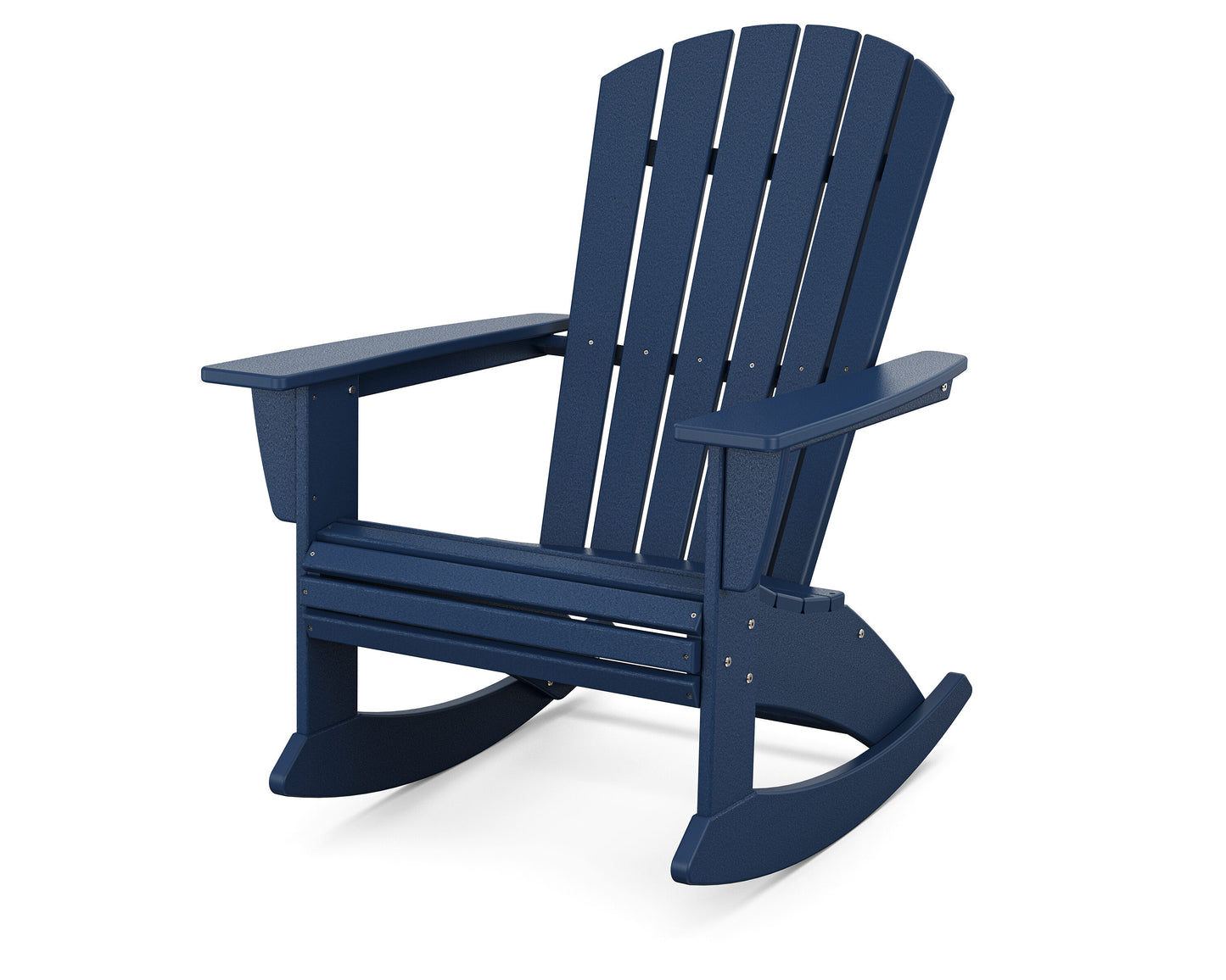 POLYWOOD Nautical Navy Plastic Frame Rocking Chair with Slat Seat