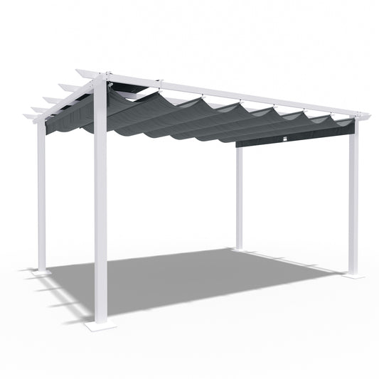  10-ft W x 13-ft L x 7-ft 3-in H Gray Metal Freestanding Pergola with Canopy