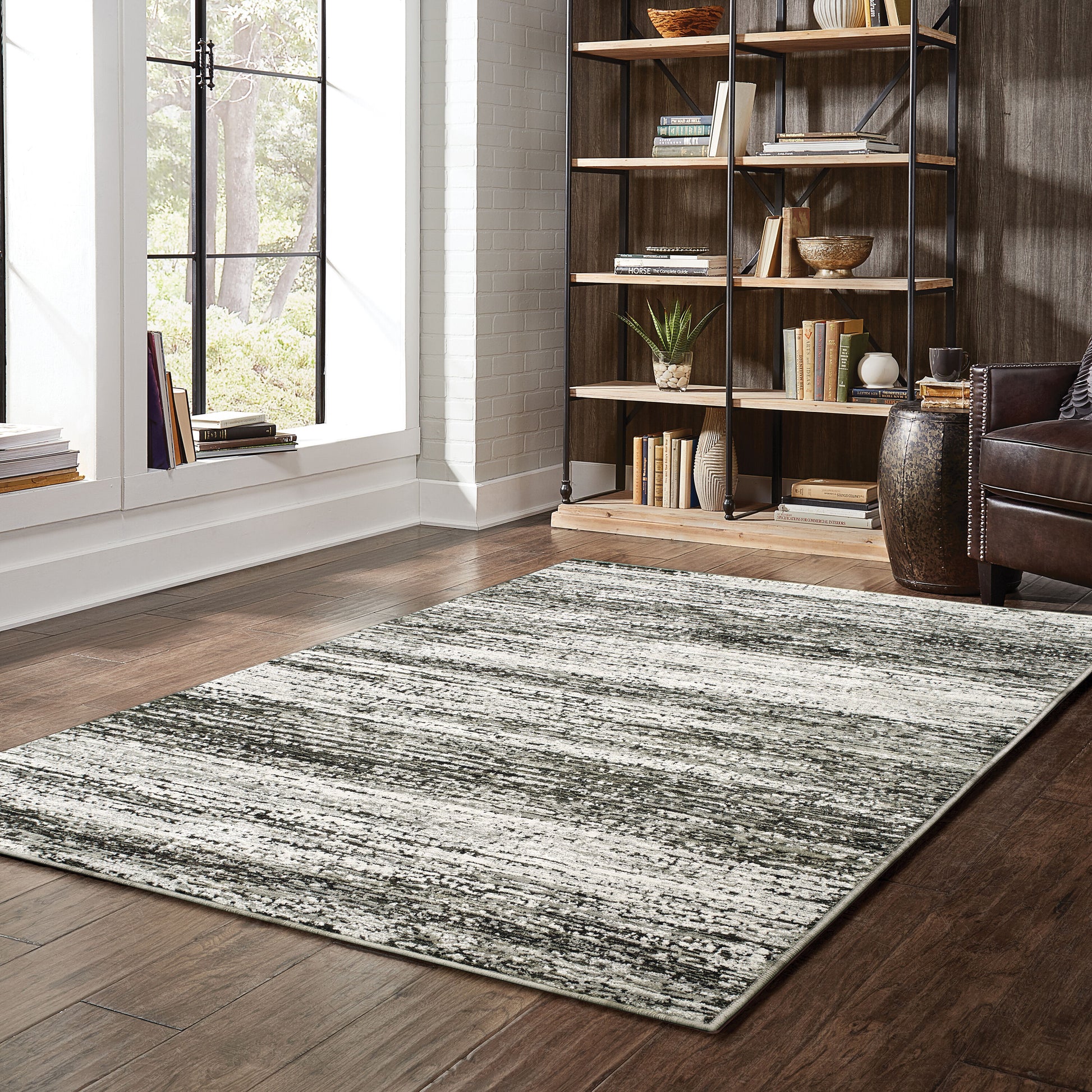 Archer Lane Tenney 7 x 10 (ft) Ash Rectangular Indoor Abstract Bohemian/Eclectic Area rug