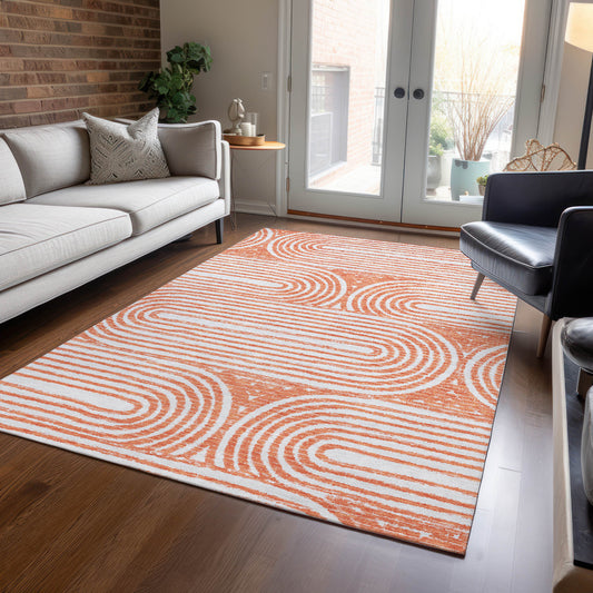 Addison Rugs Chantille ACN540SM 10 x 14 (ft) Salmon Rectangular Indoor/Outdoor Abstract Mid-Century Modern Machine washable Area rug