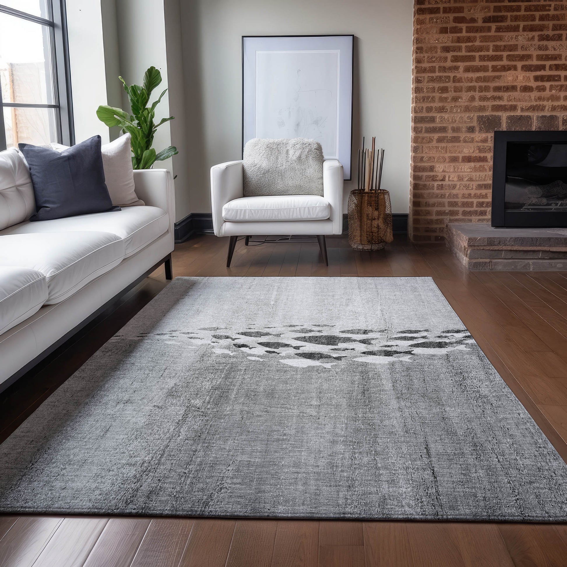 Addison Rugs Chantille ACN627GY 9 x 12 (ft) Gray Rectangular Indoor/Outdoor Geometric Machine washable Area rug