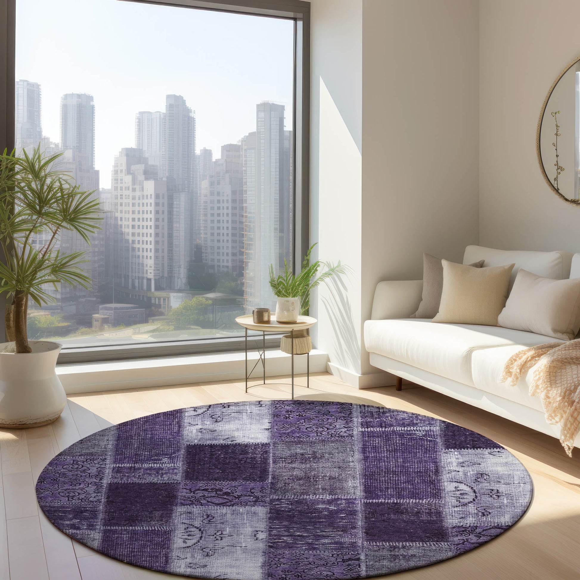 Addison Rugs Chantille ACN631PP 8 x 8 (ft) Purple Round Indoor/Outdoor Geometric Machine washable Area rug