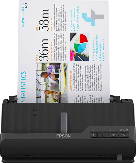 Epson - WorkForce ES-C220 Compact Desktop Document Scanner - Black