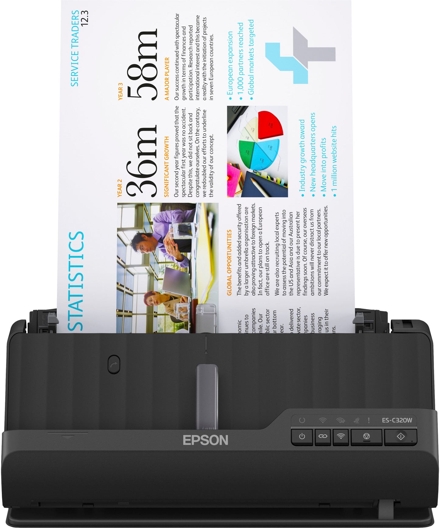 Epson - WorkForce ES-C320W Wireless Compact Desktop Document Scanner - Black