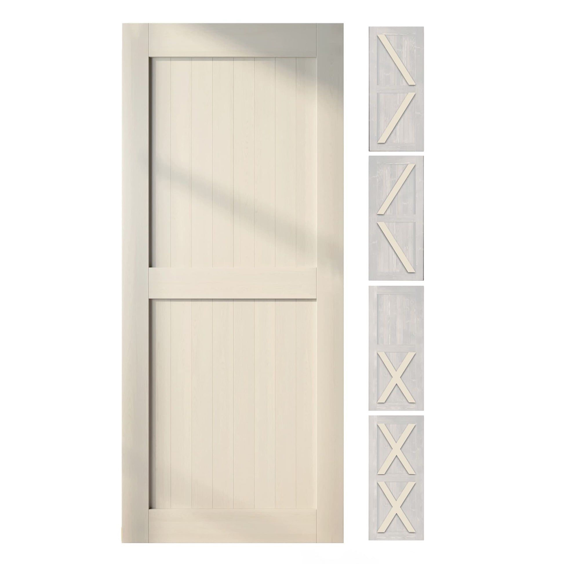 HOMACER 44-in x 80-in Tinsmith Gray Pine Wood Solid core Single Barn Door (Hardware Not Included)
