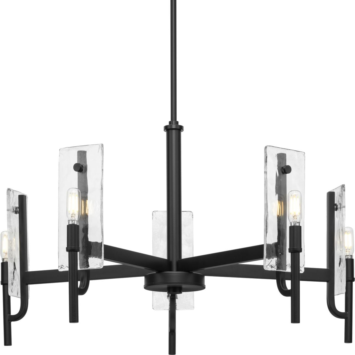 Progress Lighting Rivera 5 -Light Matte Black Craftsman For Use in Bedrooms, Dining Rooms, Foyers, Kitchens, Living Rooms Chandelier