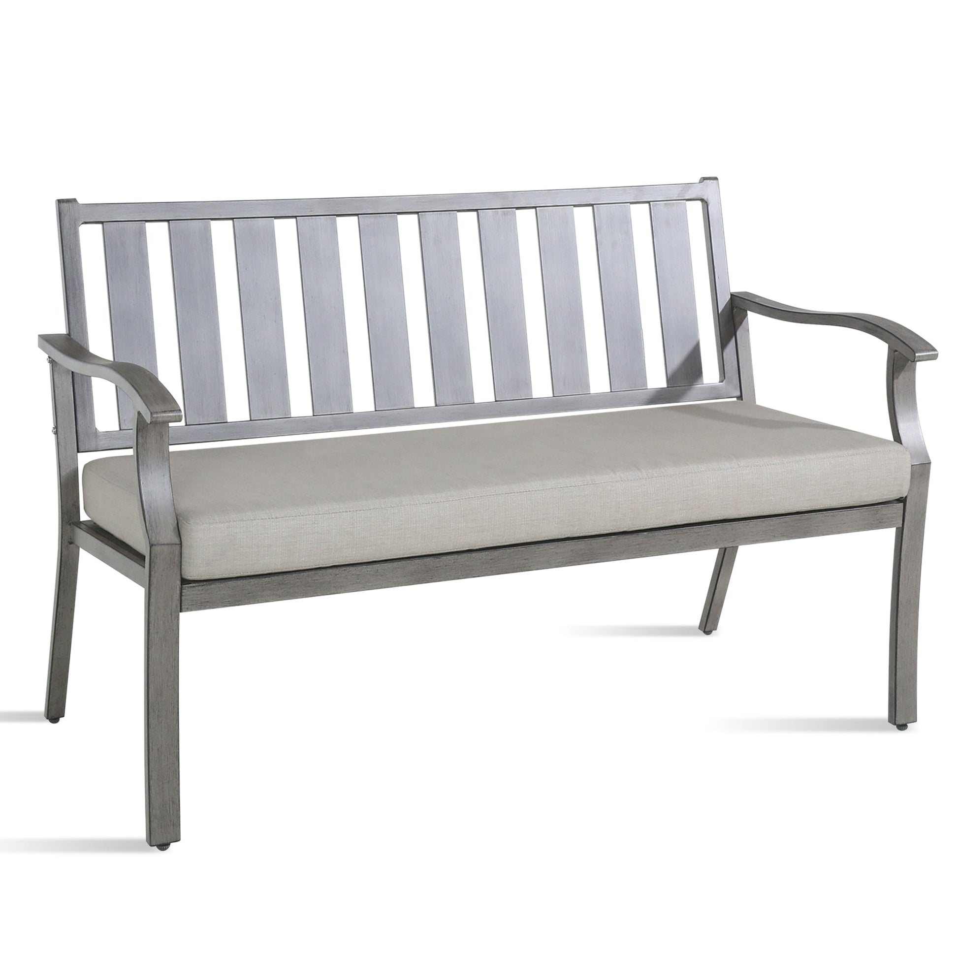 PEAK HOME FURNISHINGS Outdoor Dining Bench 50-in W x 32.5-in H Beige Aluminum Love seat Bench