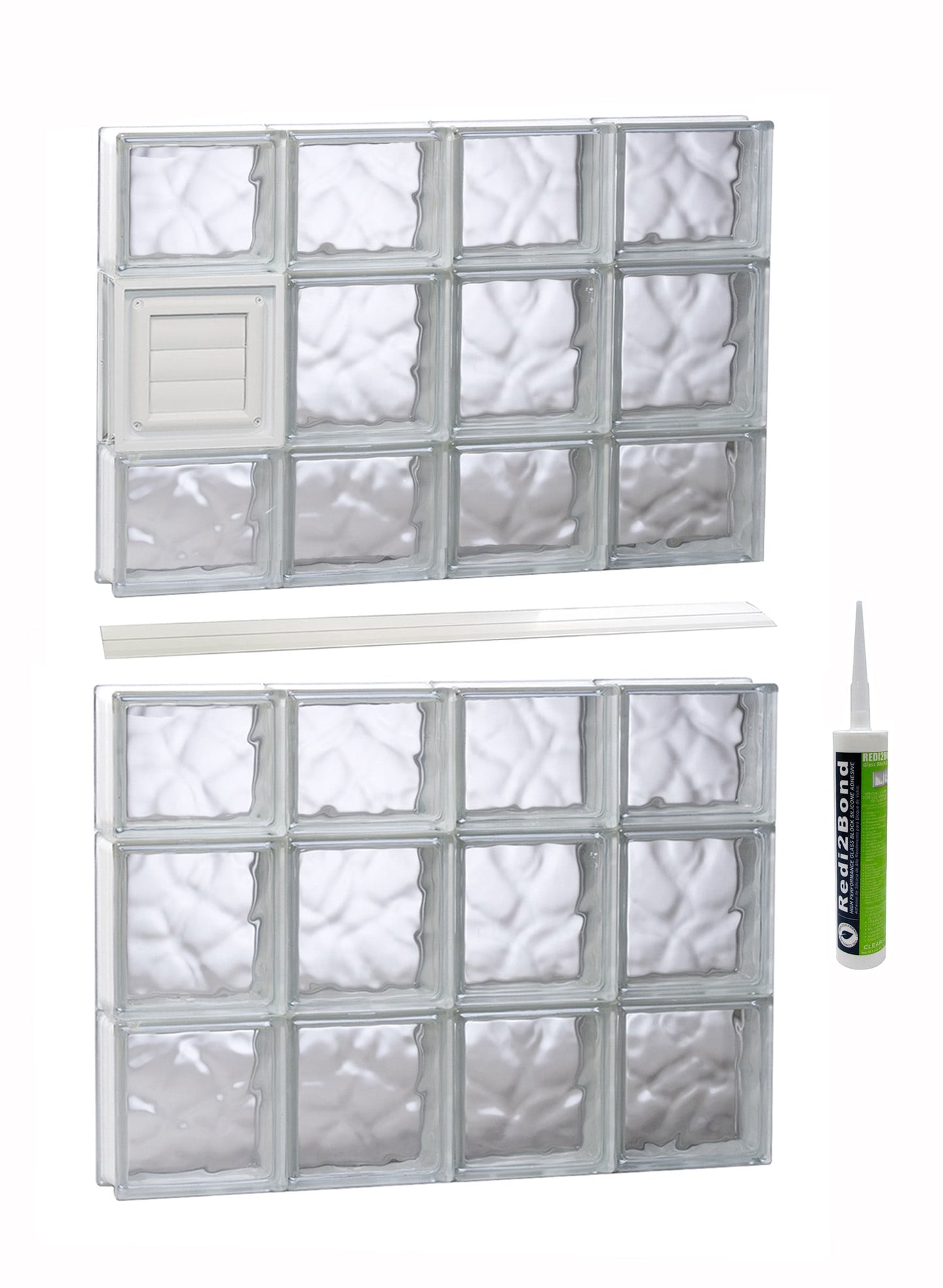 REDI2SET Wavy Glass 31-in x 40-1/2-in Frameless Replacement Dryer vent Glass Block Window