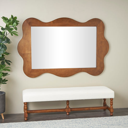 Grayson Lane 41.25-in W x 64.63-in H Irregular Brown Wide Wavy Framed Full Length Wall Mirror