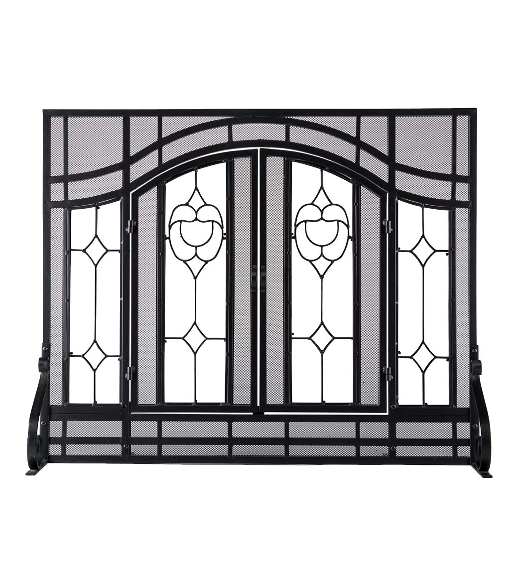 Evergreen Black Medium Cabinet-style Fireplace Doors with Clear Tempered Glass 10285 BK