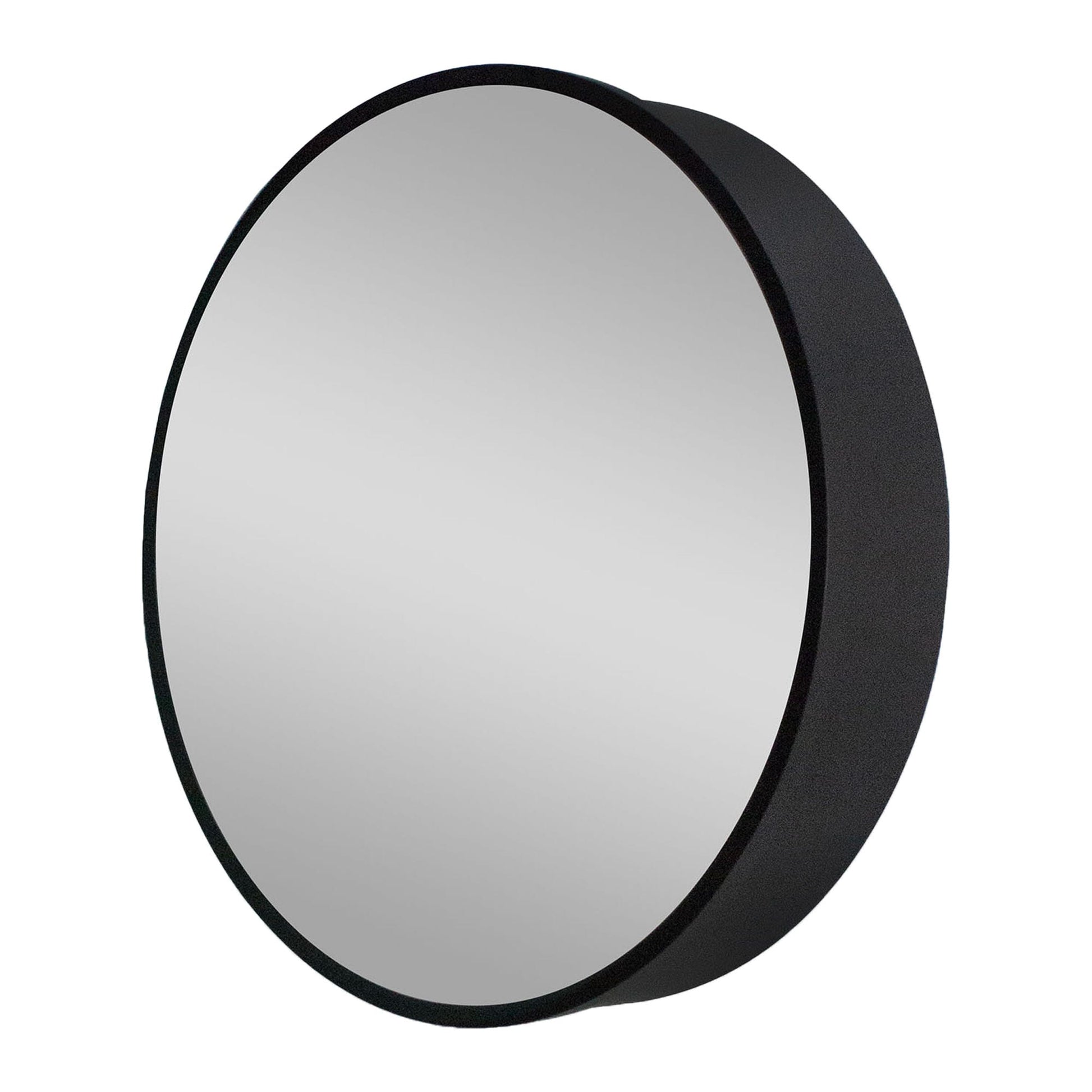 WELLFOR 24-in x 24-in Surface Mount Black Mirrored Round Medicine Cabinet