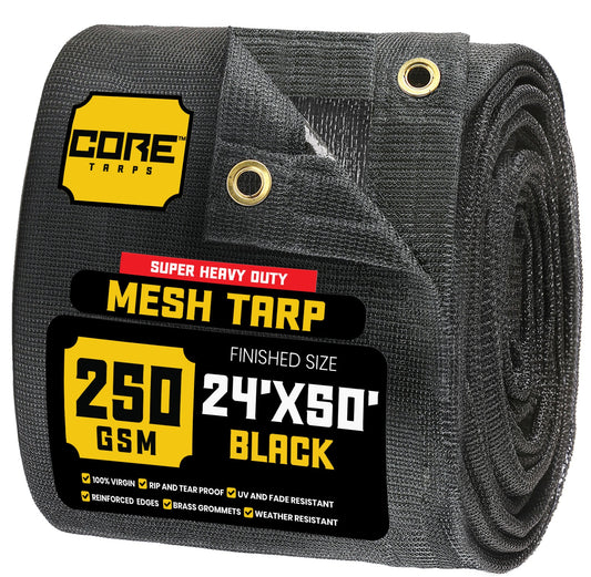 Core Tarps 24-ft x 50-ft Black Commercial Polyethylene