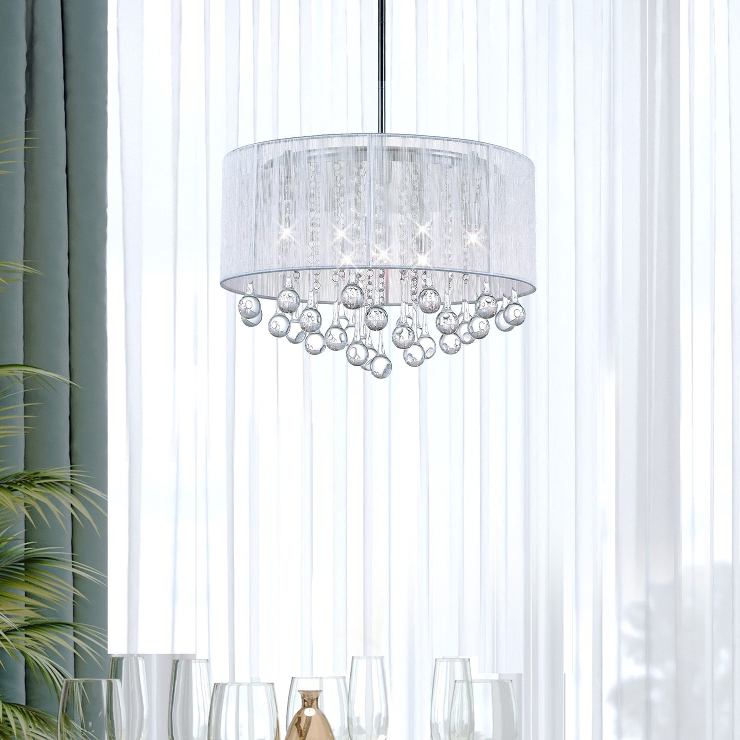 CWI Lighting Water Drop 6 -Light Multiple finishes Chrome Modern/contemporary For Use in Bathrooms, Bedrooms, Dining Rooms, Foyers, Kitchens, Living Rooms Chandelier