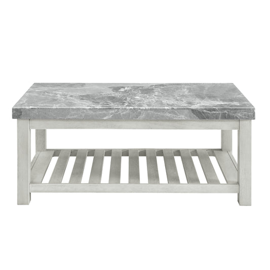 Steve Silver Faux marble Gray Poplar 48-in W x 20-in H Coffee Table