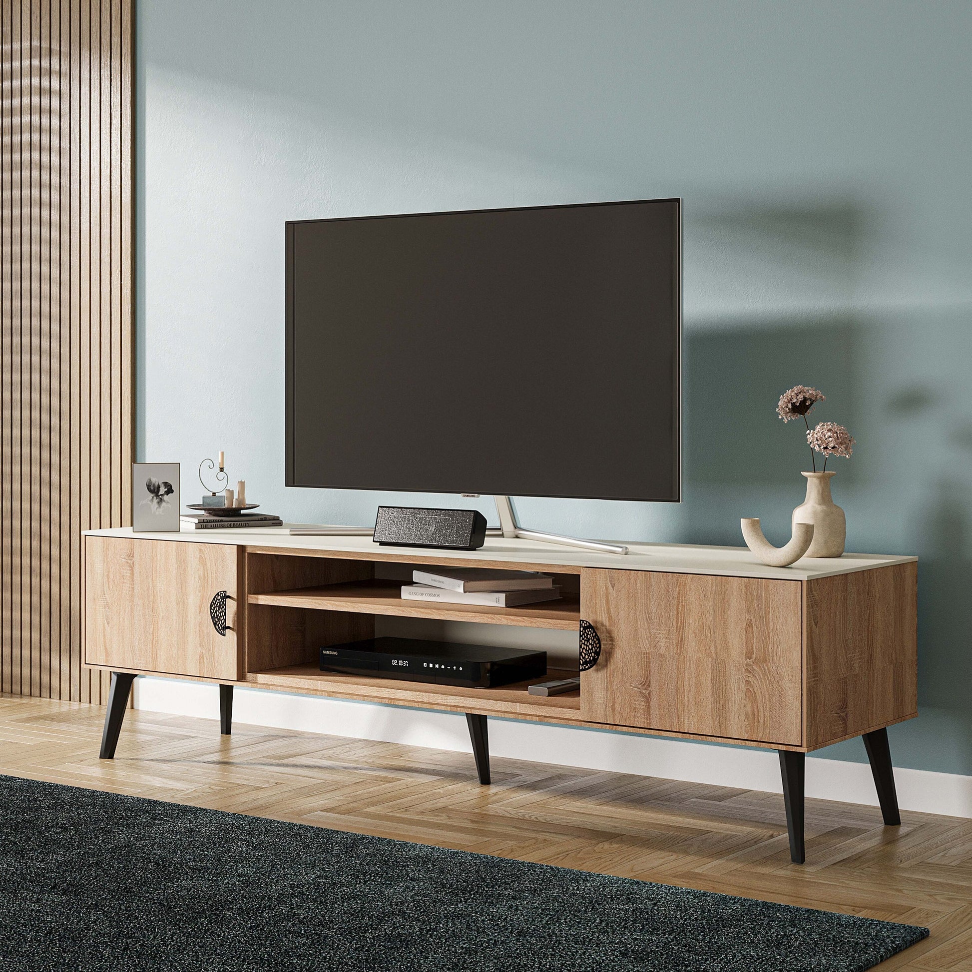 Manhattan Comfort Modern/Contemporary Natural and Nude TV stand ( Accommodates TVs up to 55-in )