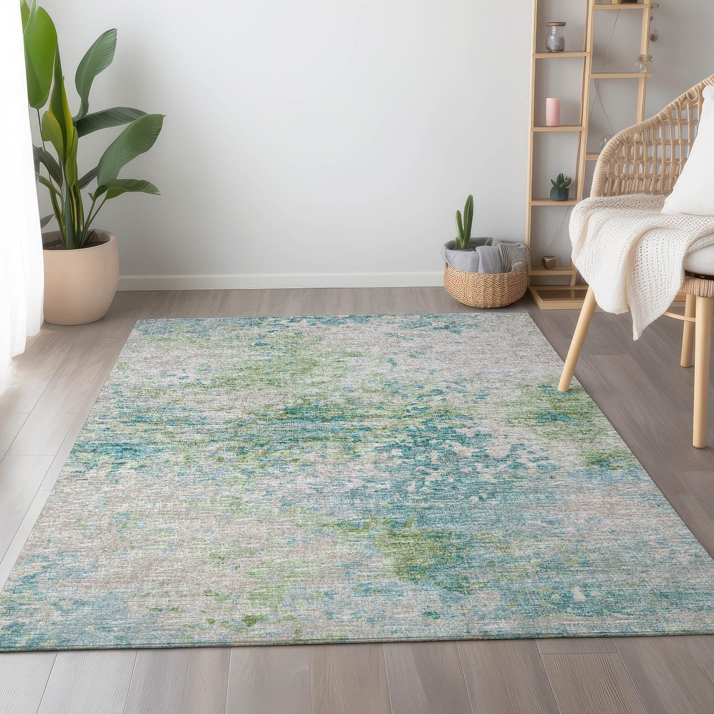 Addison Rugs Mayfield AMF70GN 8 x 10 (ft) Loomed Green Rectangular Indoor Abstract Machine washable Pet Friendly Area rug