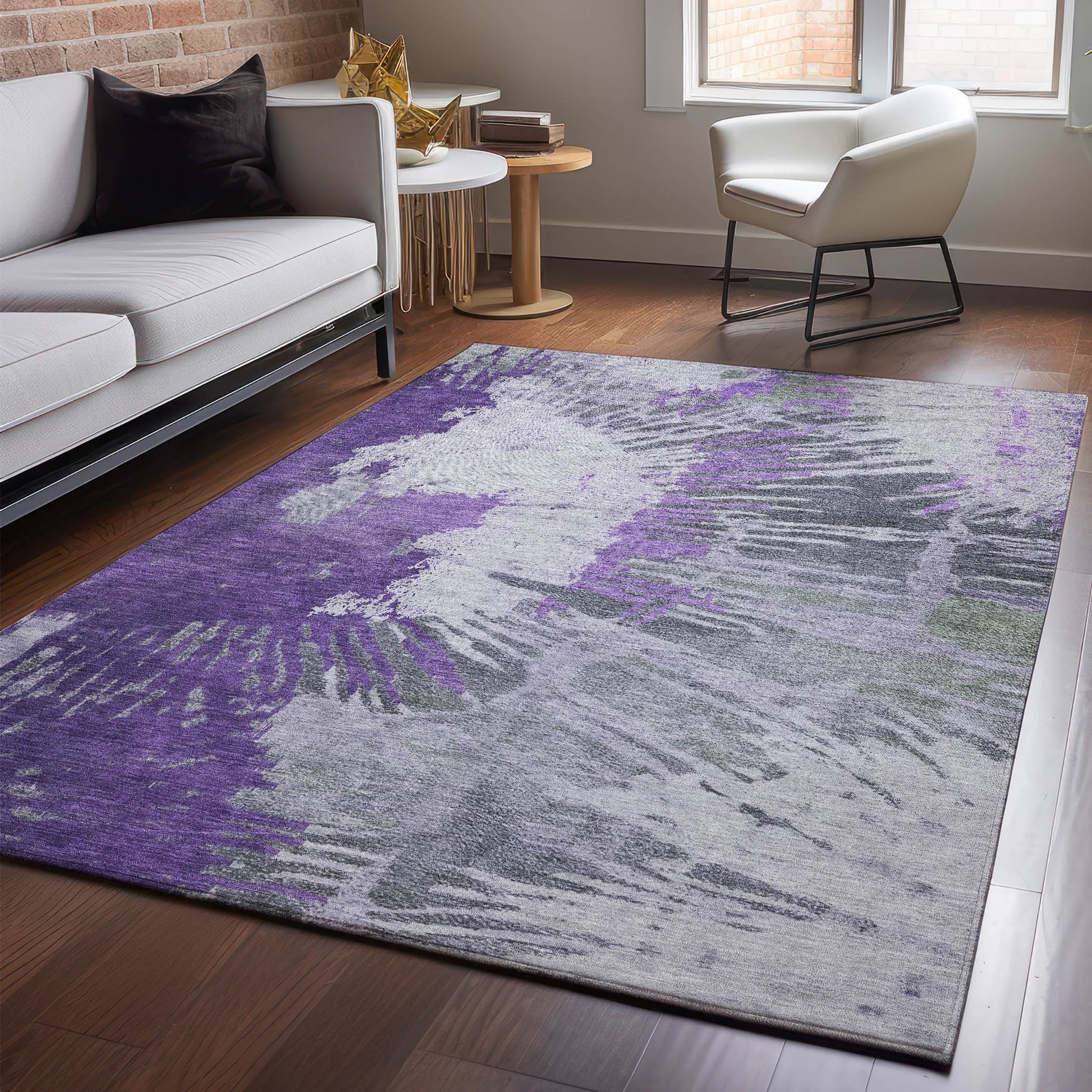 Addison Rugs Mayfield AMF645PP 8 x 10 (ft) Loomed Purple Rectangular Indoor Geometric Machine washable Pet Friendly Area rug