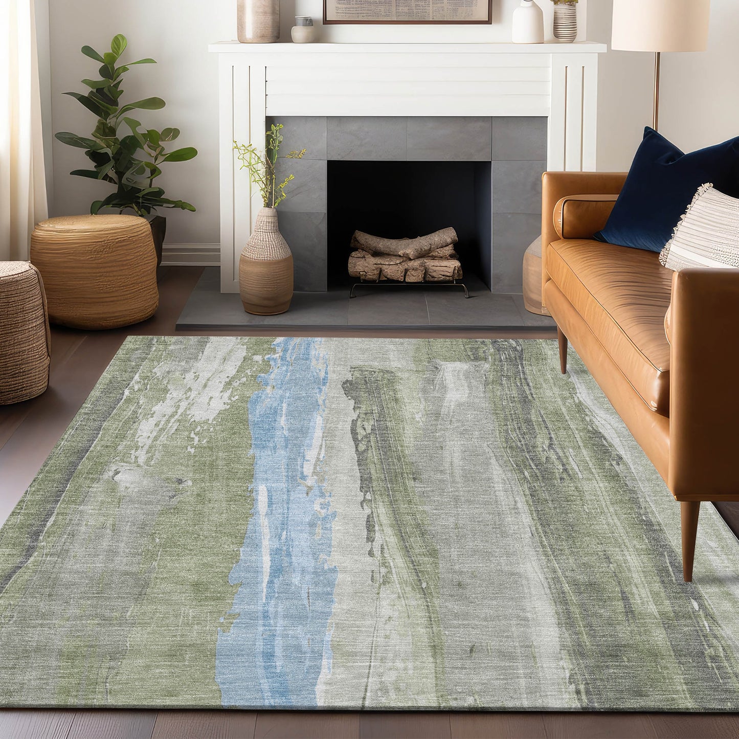 Addison Rugs Chantille ACN1845OL 9 x 12 (ft) Loomed Olive Rectangular Indoor/Outdoor Geometric Machine washable Pet Friendly Area rug