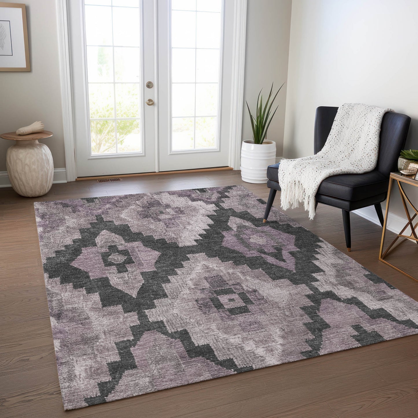 Addison Rugs Chantille ACN1894LV 8 x 10 (ft) Loomed Lavender Rectangular Indoor/Outdoor Geometric Machine washable Pet Friendly Area rug