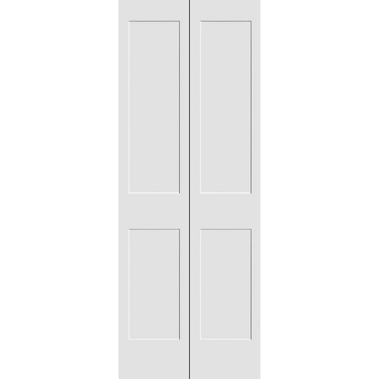 CODEL Doors Primed 8402 Series Bifold 24-in x 80-in Primed White/Unfinished 2-panel square Smooth Solid core Primed Pine Wood Closet Bifold Door ( Hardware Included )