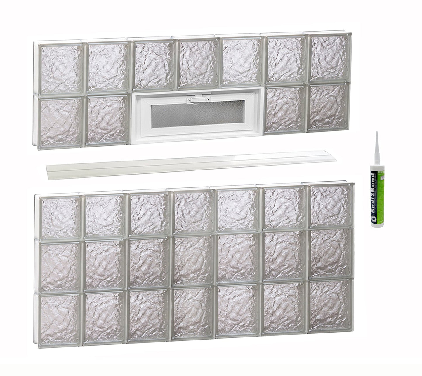 REDI2SET Ice Glass 40-1/4-in x 36-3/4-in Frameless Replacement Vented Glass Block Window