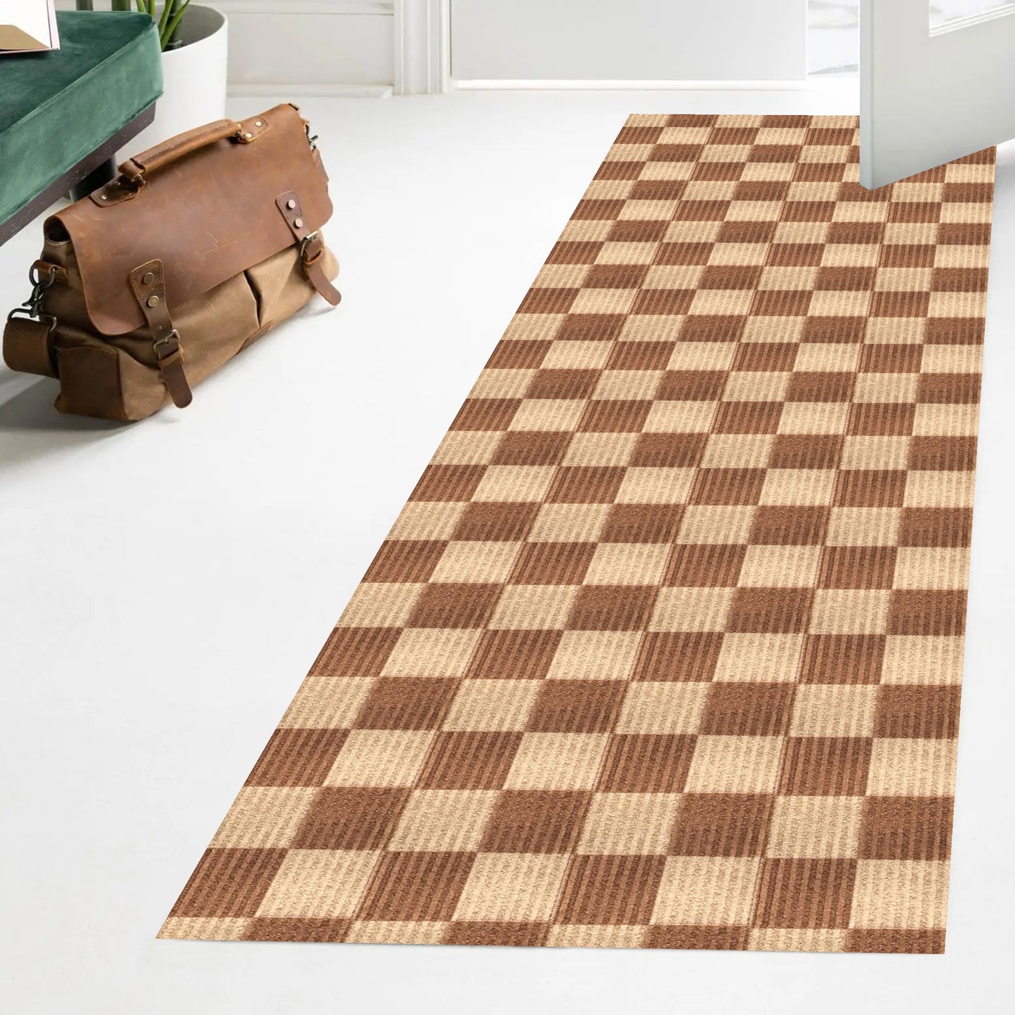 Playa Rug 3 x 36 (ft) Check-Beige Rectangular Indoor/Outdoor Geometric Pet Friendly Runner rug