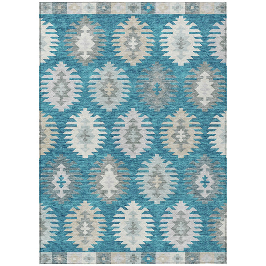 Addison Rugs Chantille ACN983TE 8 x 10 (ft) Loomed Teal Rectangular Indoor/Outdoor Machine washable Pet Friendly Area rug
