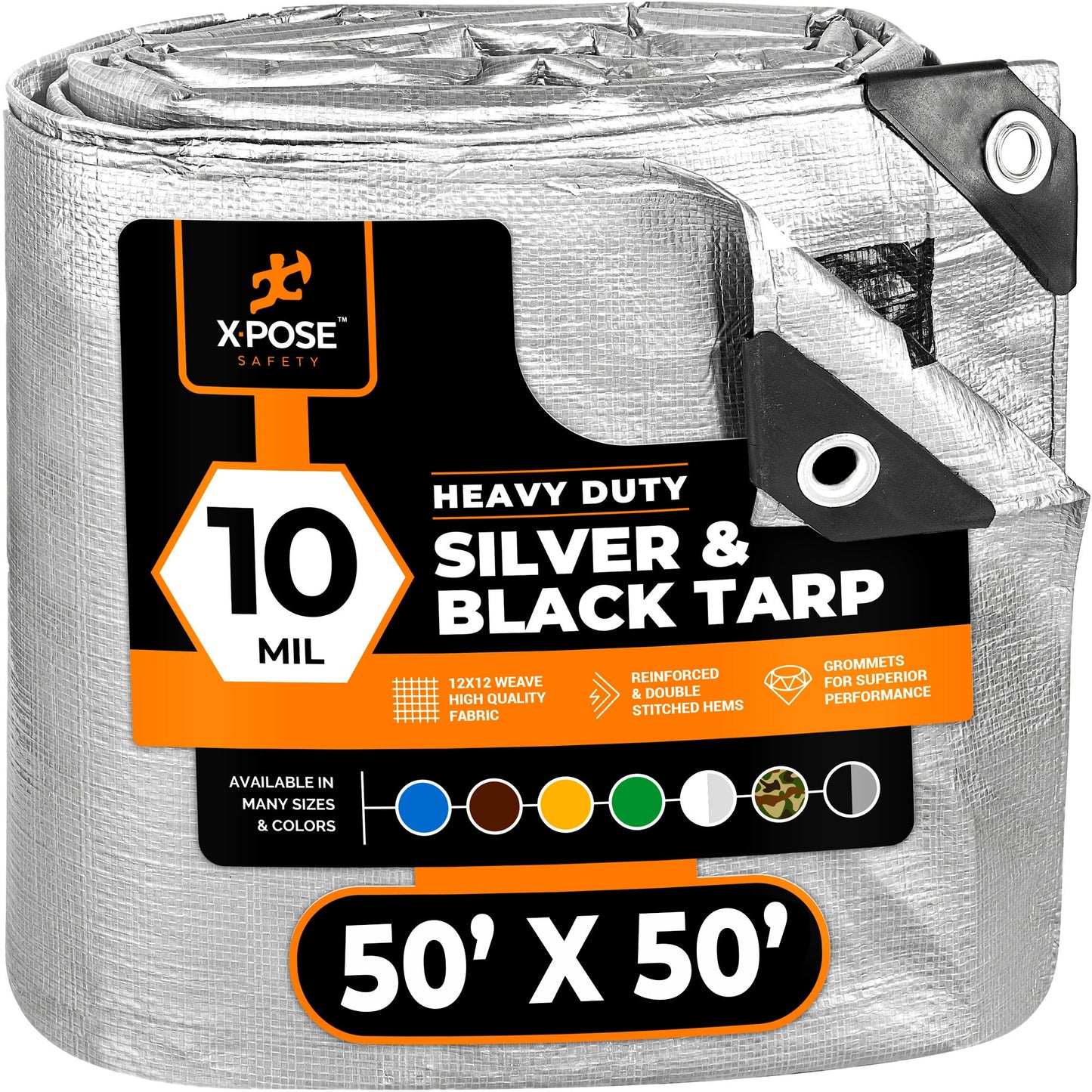 XPOSE SAFETY 50-ft x 50-ft Silver Waterproof Commercial Polyethylene 10-mil Tarp