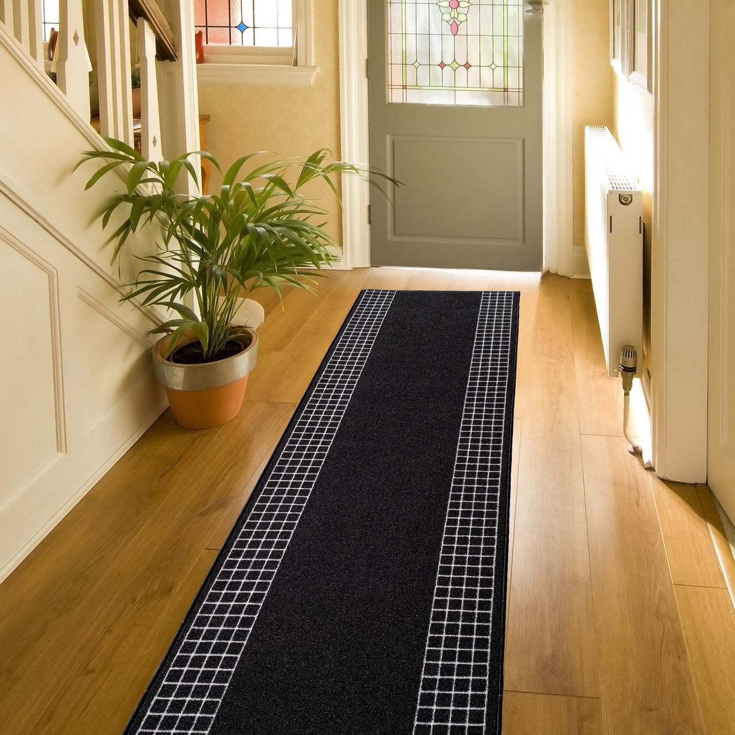 Playa Rug 2 x 50 (ft) Checkered-Black Rectangular Indoor/Outdoor Border Pet Friendly Runner rug