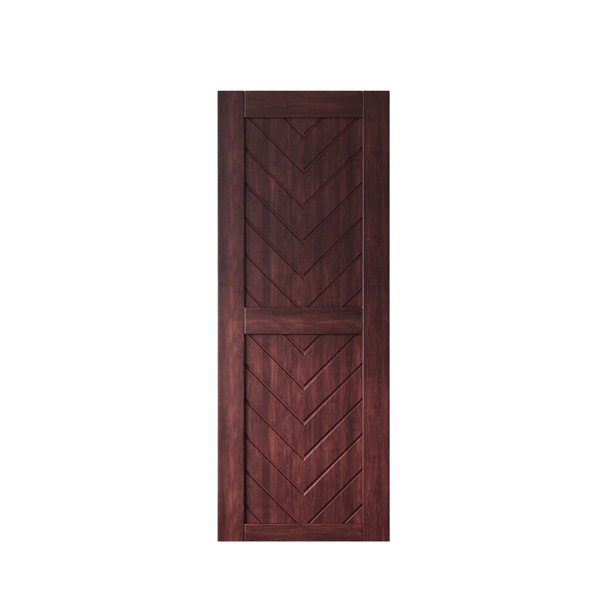 HOMACER 26-in x 80-in Red Mahogany Herringbone Pine Wood Solid core Single Barn Door (Hardware Not Included)