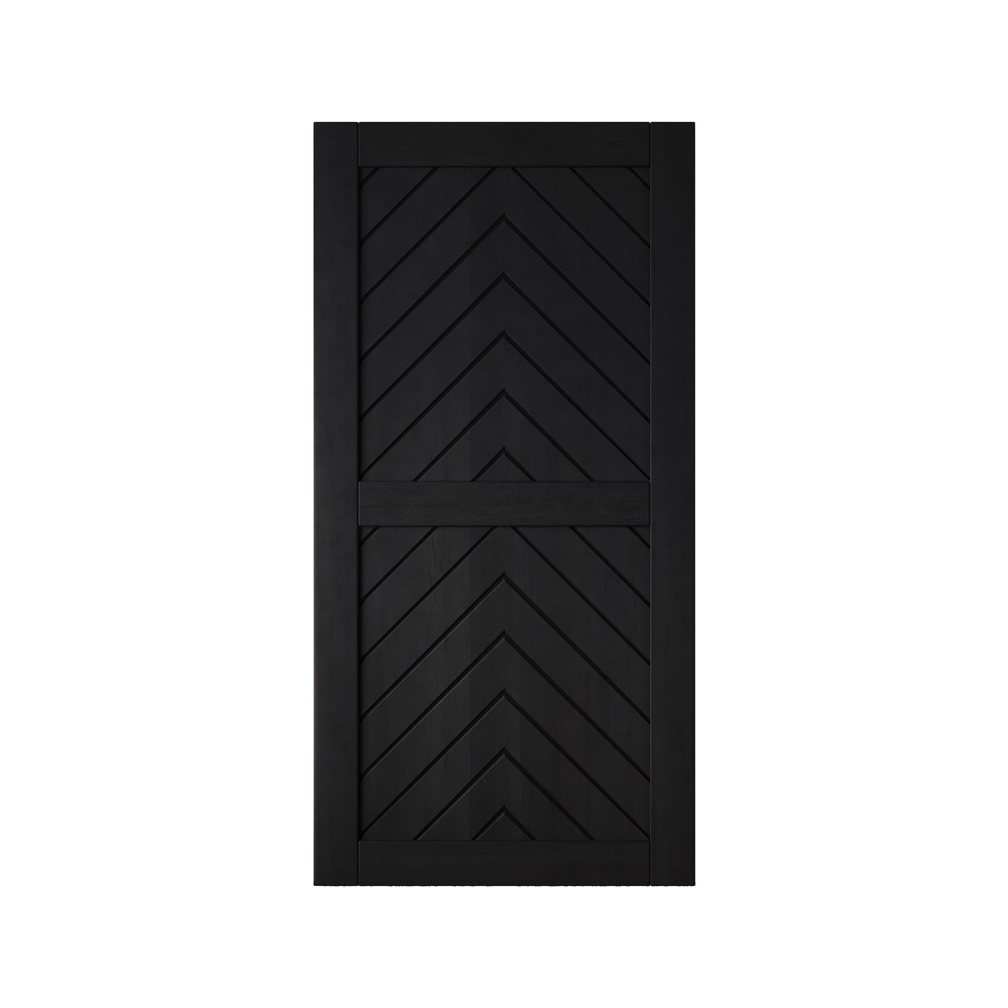 HOMACER 36-in x 80-in Black Herringbone Pine Wood Solid core Single Barn Door (Hardware Not Included)