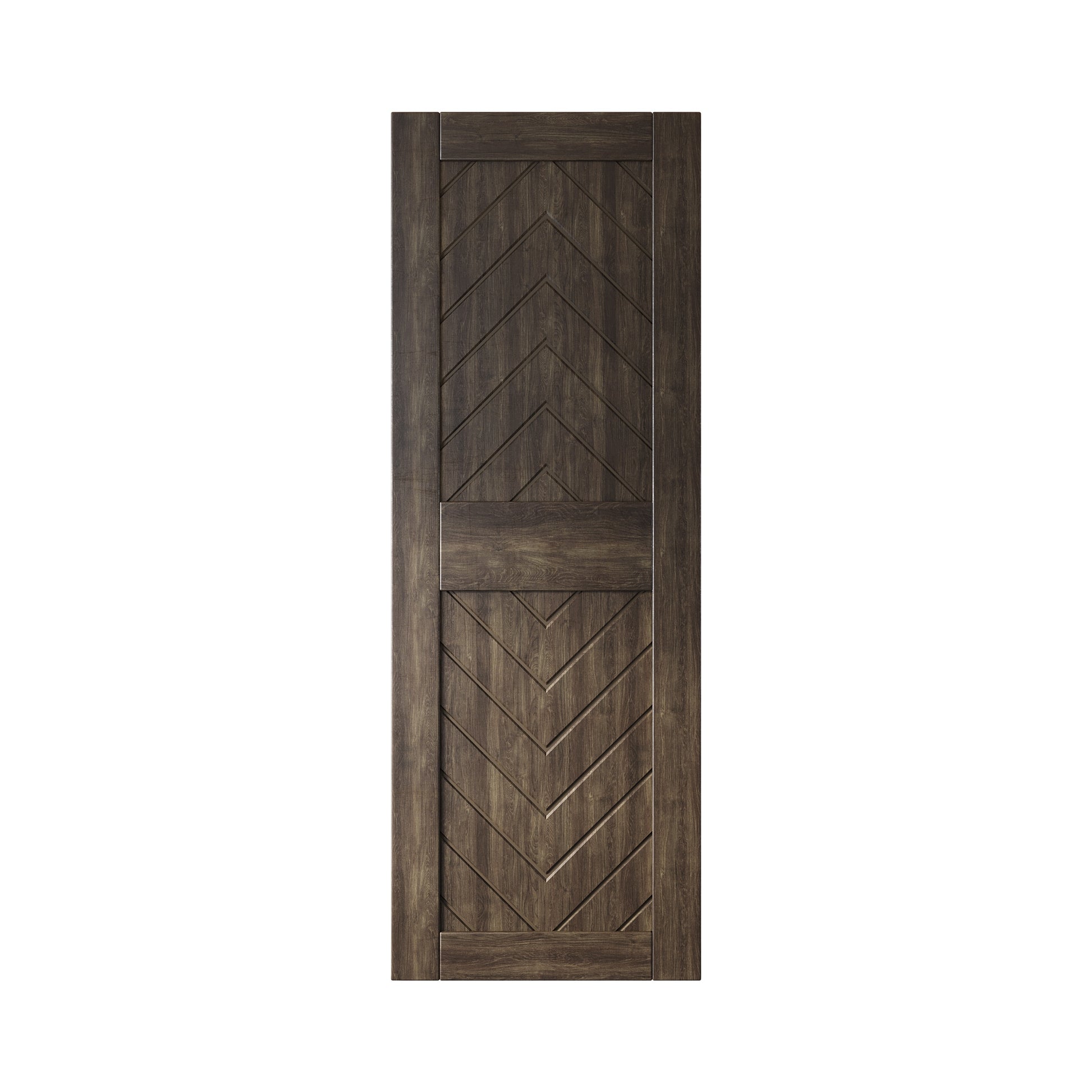 HOMACER 26-in x 84-in Ebony Herringbone Pine Wood Solid core Single Barn Door (Hardware Not Included)