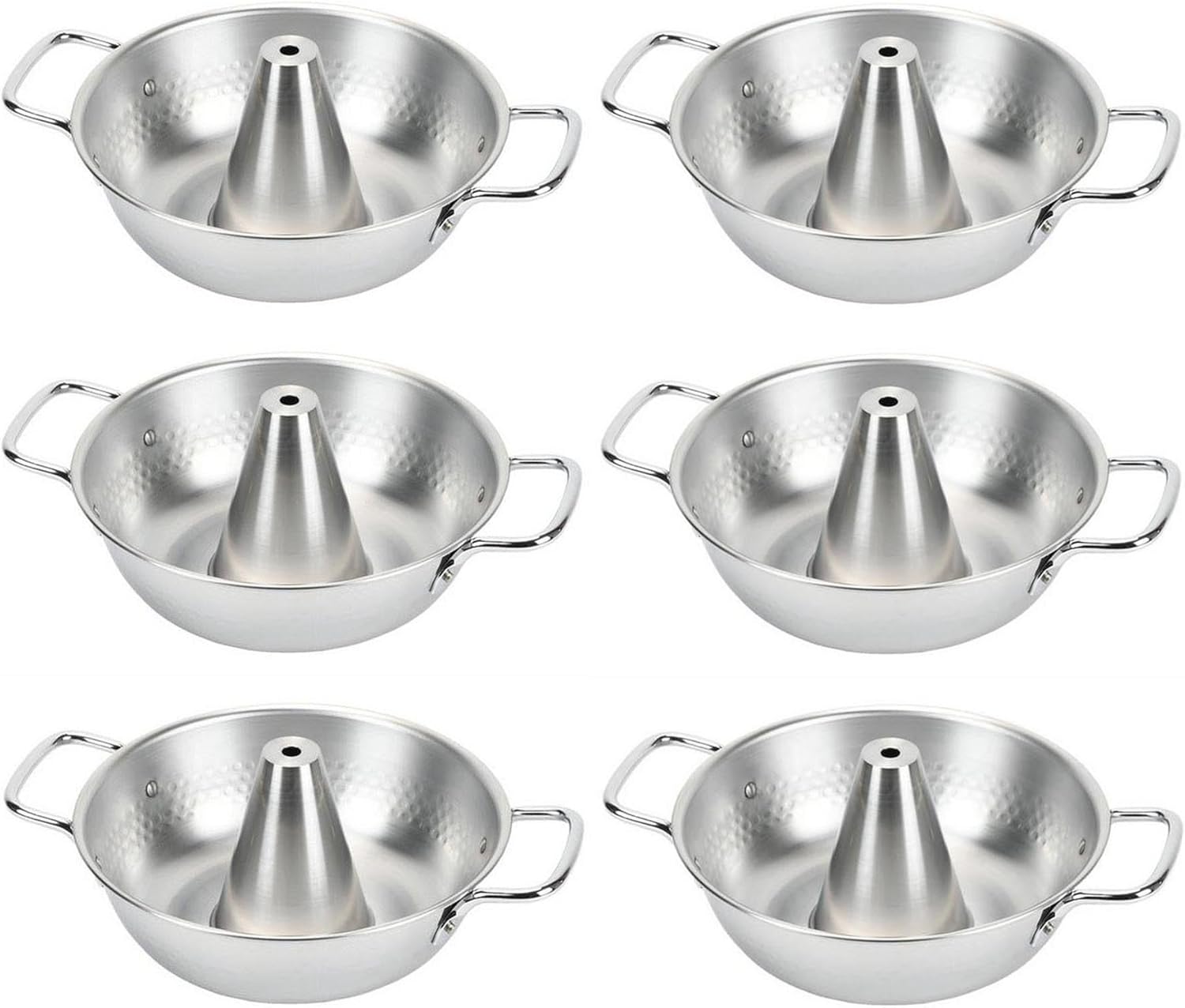 JapanBargain, 6-Pack Authentic Japanese Shabu Shabu Hot Pot with Chimney, 10.25-Inch Stainless Steel Traditional Beijing Style Hotpot, Made in Japan, Family Size 3-4 People, Premium Cookware