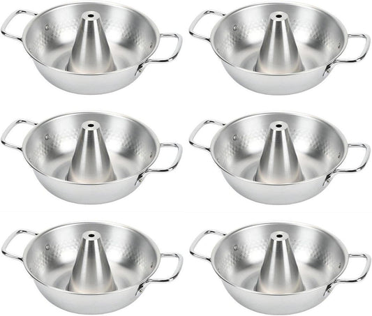 JapanBargain, 6-Pack Authentic Japanese Shabu Shabu Hot Pot with Chimney, 10.25-Inch Stainless Steel Traditional Beijing Style Hotpot, Made in Japan, Family Size 3-4 People, Premium Cookware