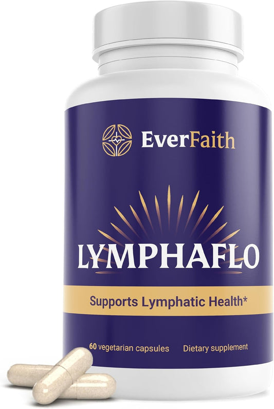 EVERFAITH LymphaFlo - Lymphatic Drainage Supplement - Lymph System Support - with Bromelain, Echinacea, Dandelion, Burdock Root, Lemon Powder & More - Vegetarian, Gluten Free, Non-GMO - 60 Capsules
