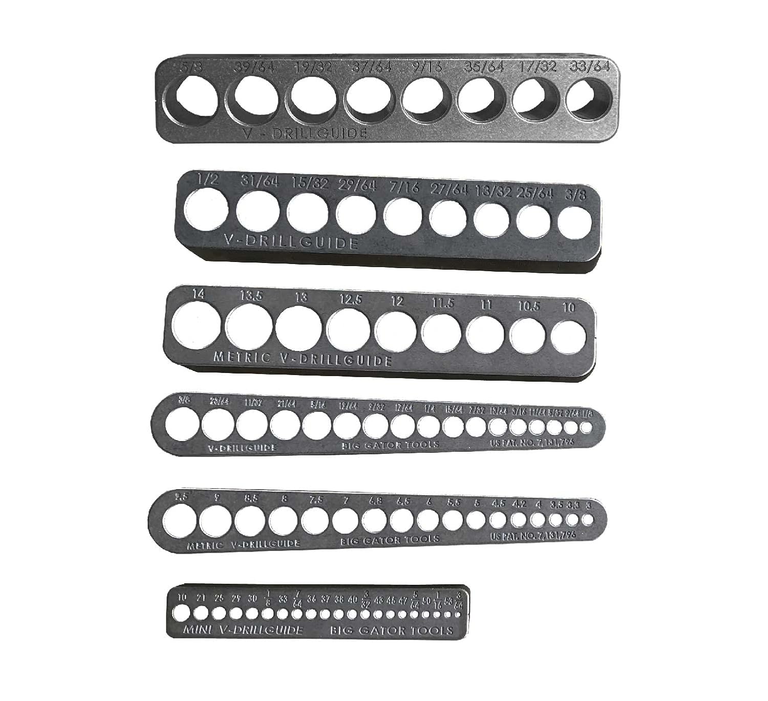 Big Gator Drill Set - 6 pc Set - Big Gator Tools The Original V-DrillGuides