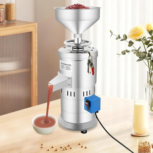 Peanut Butter Maker Machine 1100W 33LB/H Nut Butter Maker Electric Grain Grinder Stainless Steel Sesame Sauce Grinding Machine for Home Commercial Groundnut Almond Cashew Nut 110V