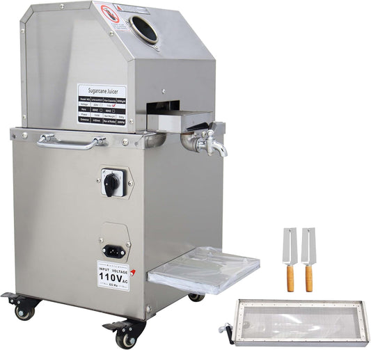 800W Sugar Cane Juicer Machine, Vertical Electric Press with 3 Stainless Steel Rollers, High-Output for Sugar Cane, Commercial Juicer Machines