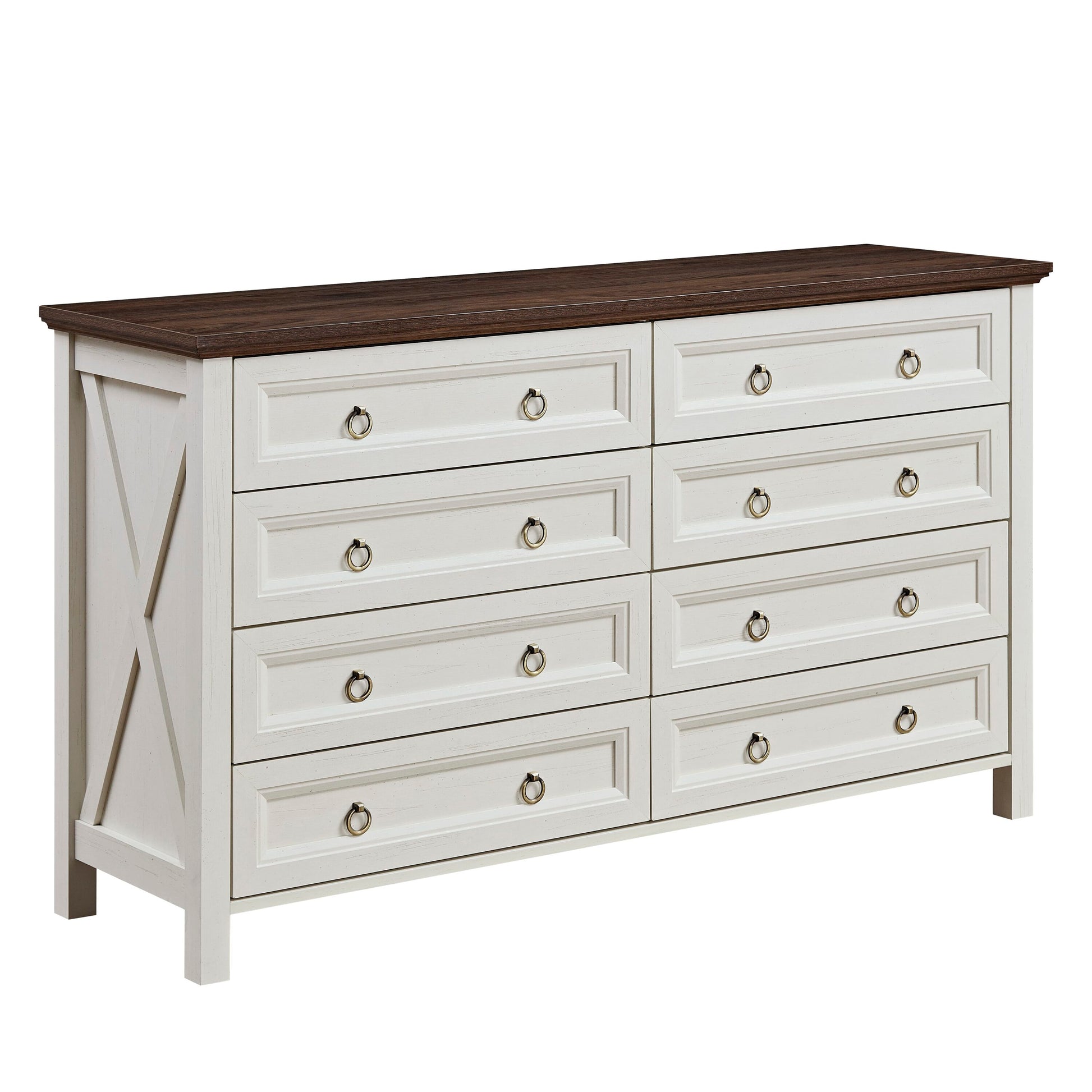 Flynama White and Walnut 8 -Drawer Standard dresser