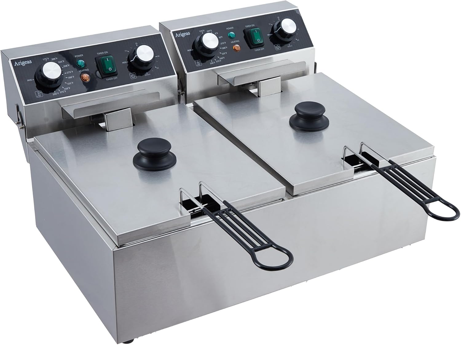 Electric Deep Fryer Stainless Steel with Basket and Lid - 21.13 QT\/20 L Capacity, 3600 Watts, 120V Countertop Fryer for Home Kitchen and Restaurant